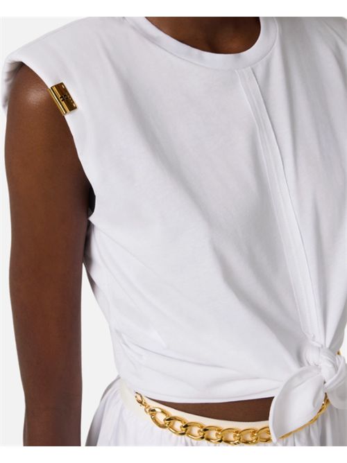 T-SHIRT WITH KNOT ELISABETTA FRANCHI | MA01161E2270 gesso